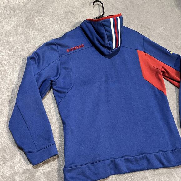 Kansas Jayhawks Hoodie Mens Large NCAA Basketball ClimaWarm Pullover Adidas - Picture 8 of 9